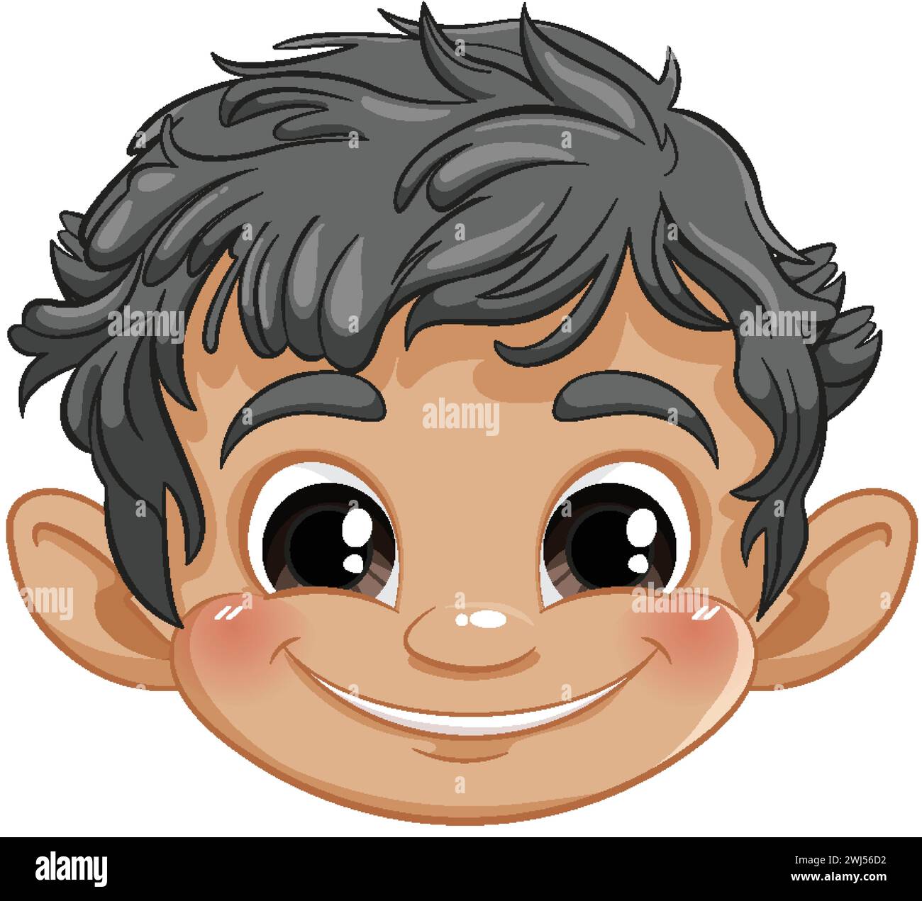 Vector illustration of a smiling young boy's face Stock Vector Image ...