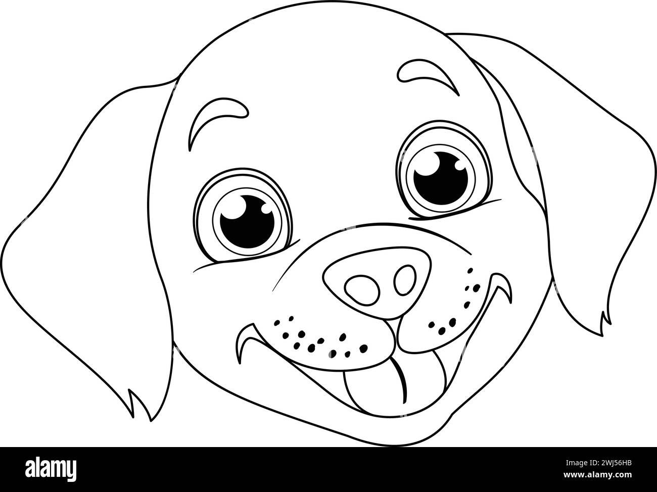 Black and white drawing of a cheerful puppy Stock Vector Image & Art ...