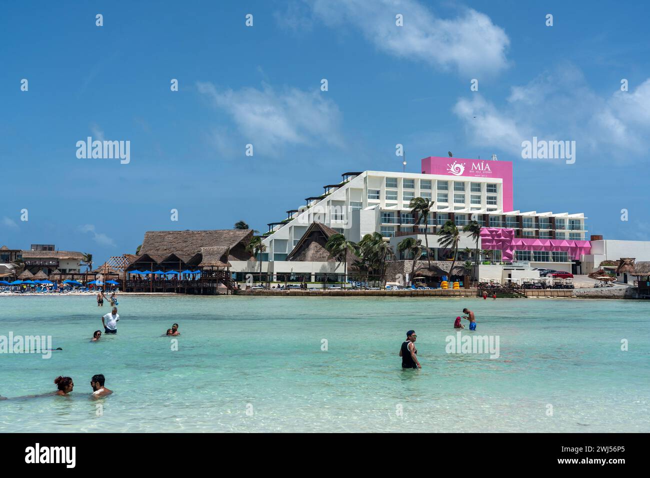 Isla Mujeres, Cancun, Mexico - September 13, 2021: Beautiful Caribbean beach Playa Norte or North beach on the Isla Mujeres near Stock Photo