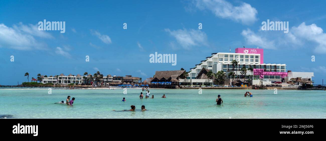 Isla Mujeres, Cancun, Mexico - September 13, 2021: Beautiful Caribbean beach Playa Norte or North beach on the Isla Mujeres near Stock Photo