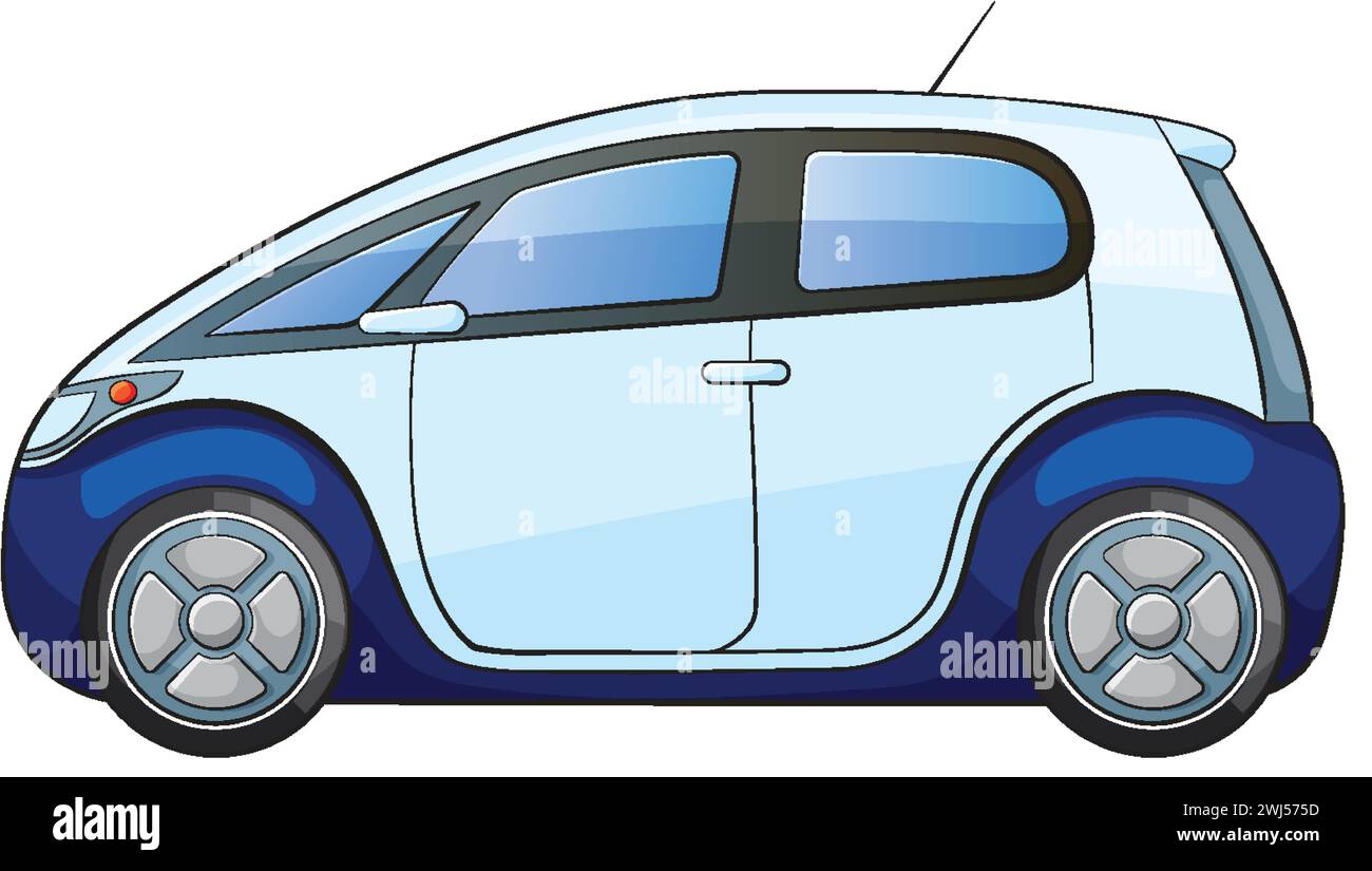 Vector graphic of a blue and white electric car. Stock Vector