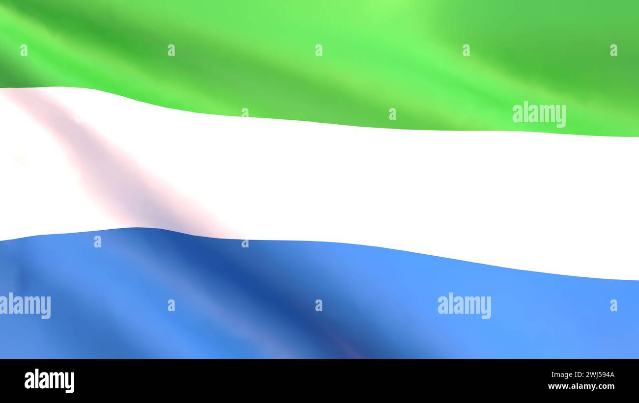 3D render - the national flag of Sierra Leone fluttering in the wind ...
