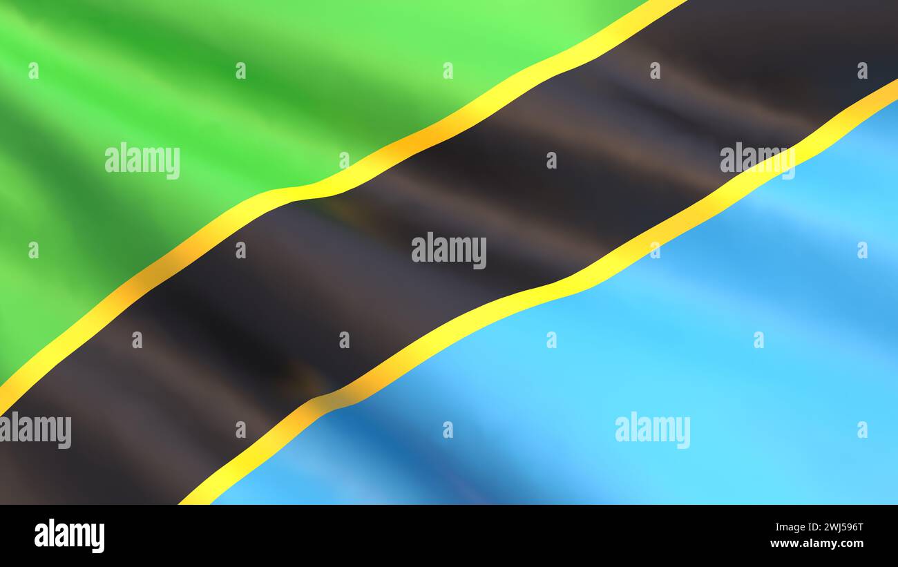 3D render - the national flag of Tanzania fluttering in the wind Stock ...