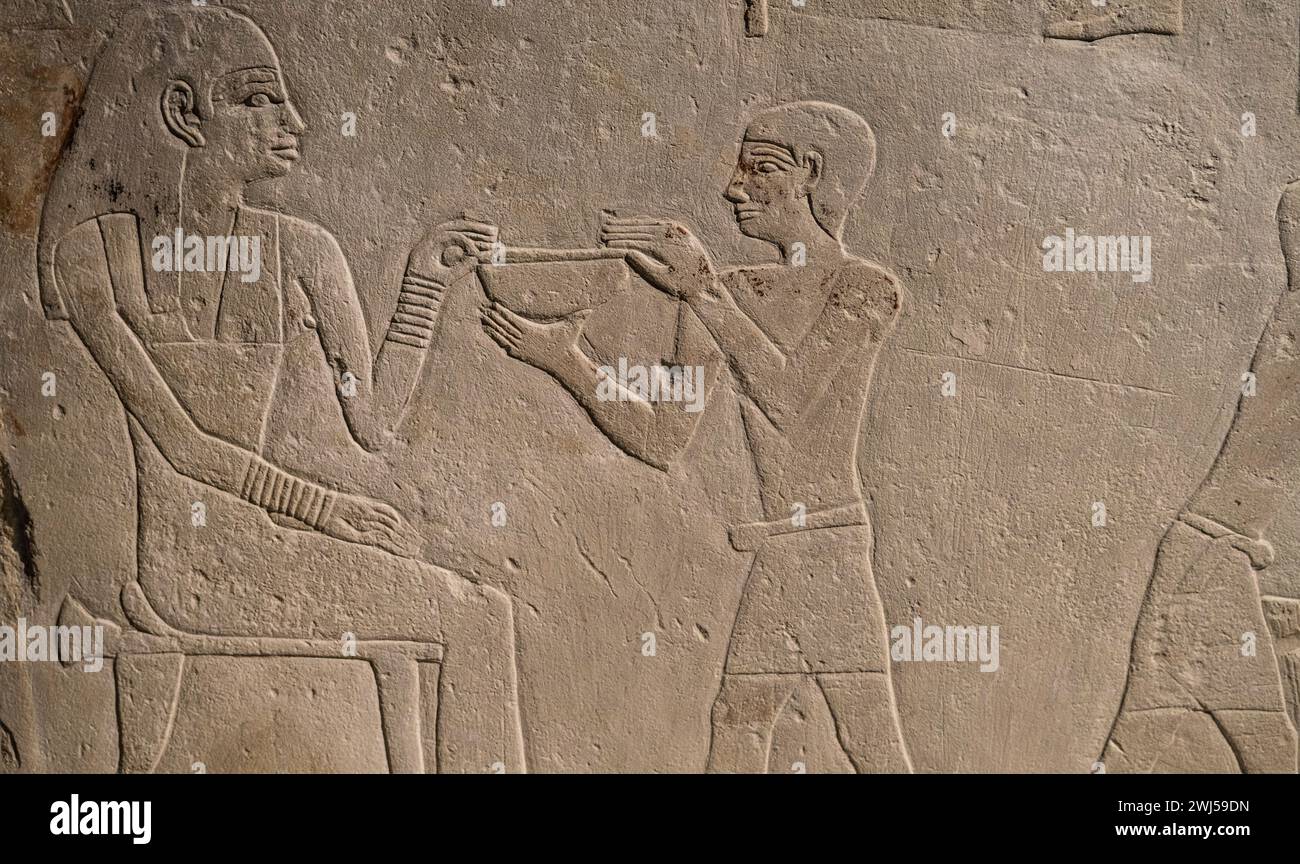 An ancient Egyptian relief from the Neues Museum in Berlin Stock Photo