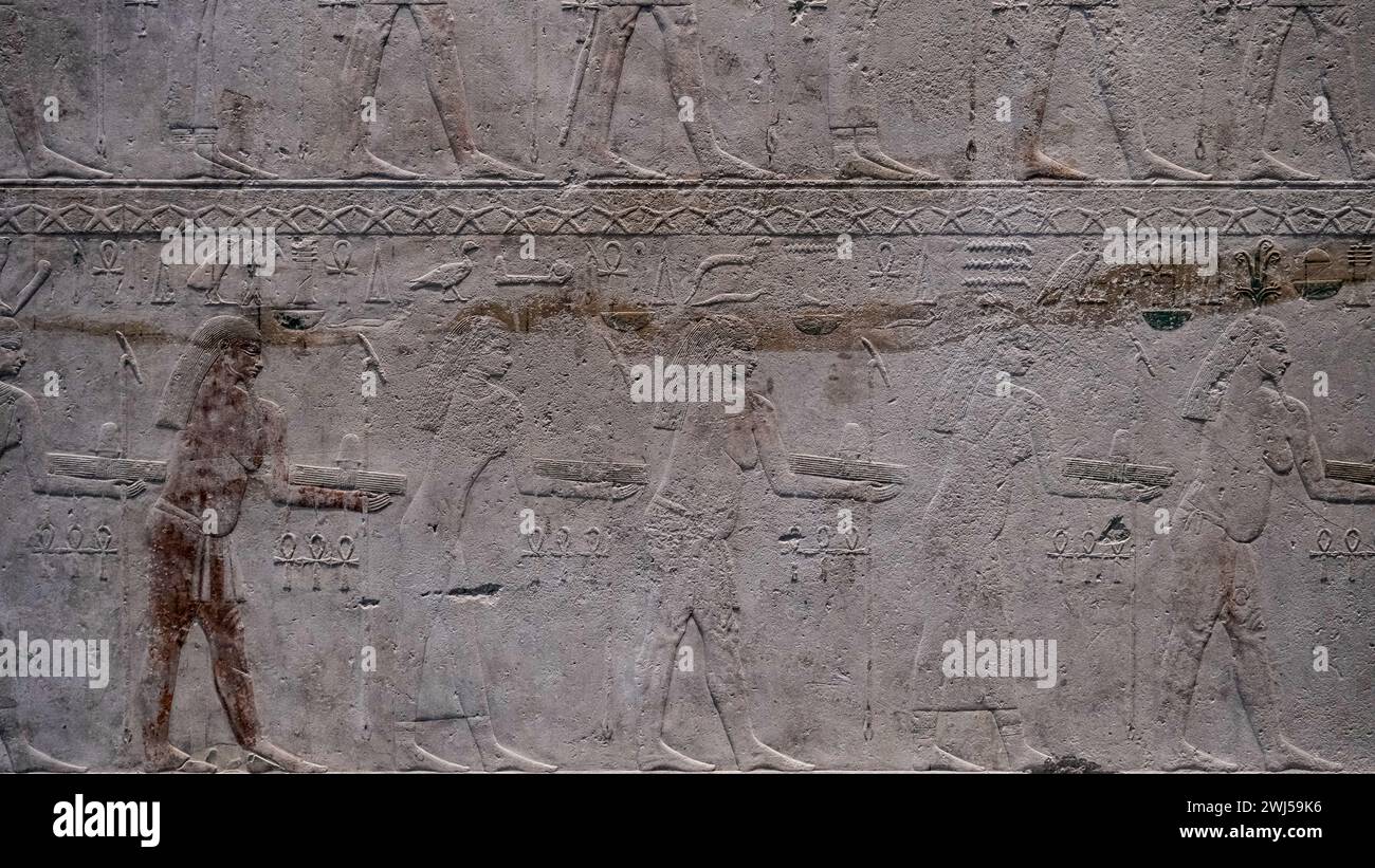 An ancient Egyptian relief from the Neues Museum in Berlin Stock Photo
