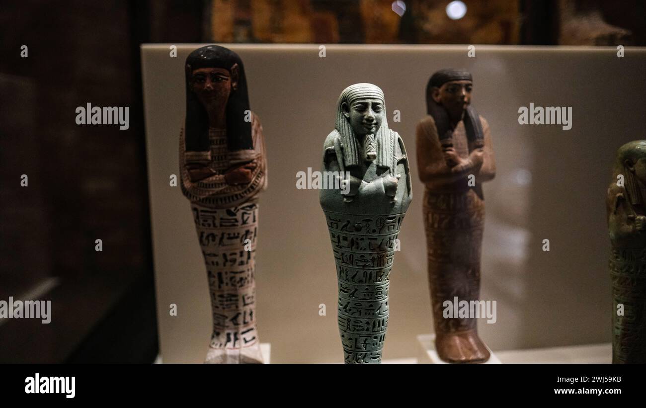 The pieces of gods and goddesses from Ancient Egypt from Neues Museum in Berlin Stock Photo