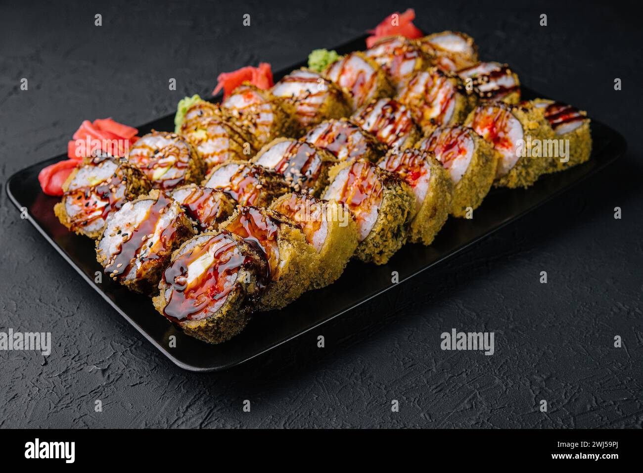 Japanese sushi tempura maki spicy crab roll Stock Photo Alamy