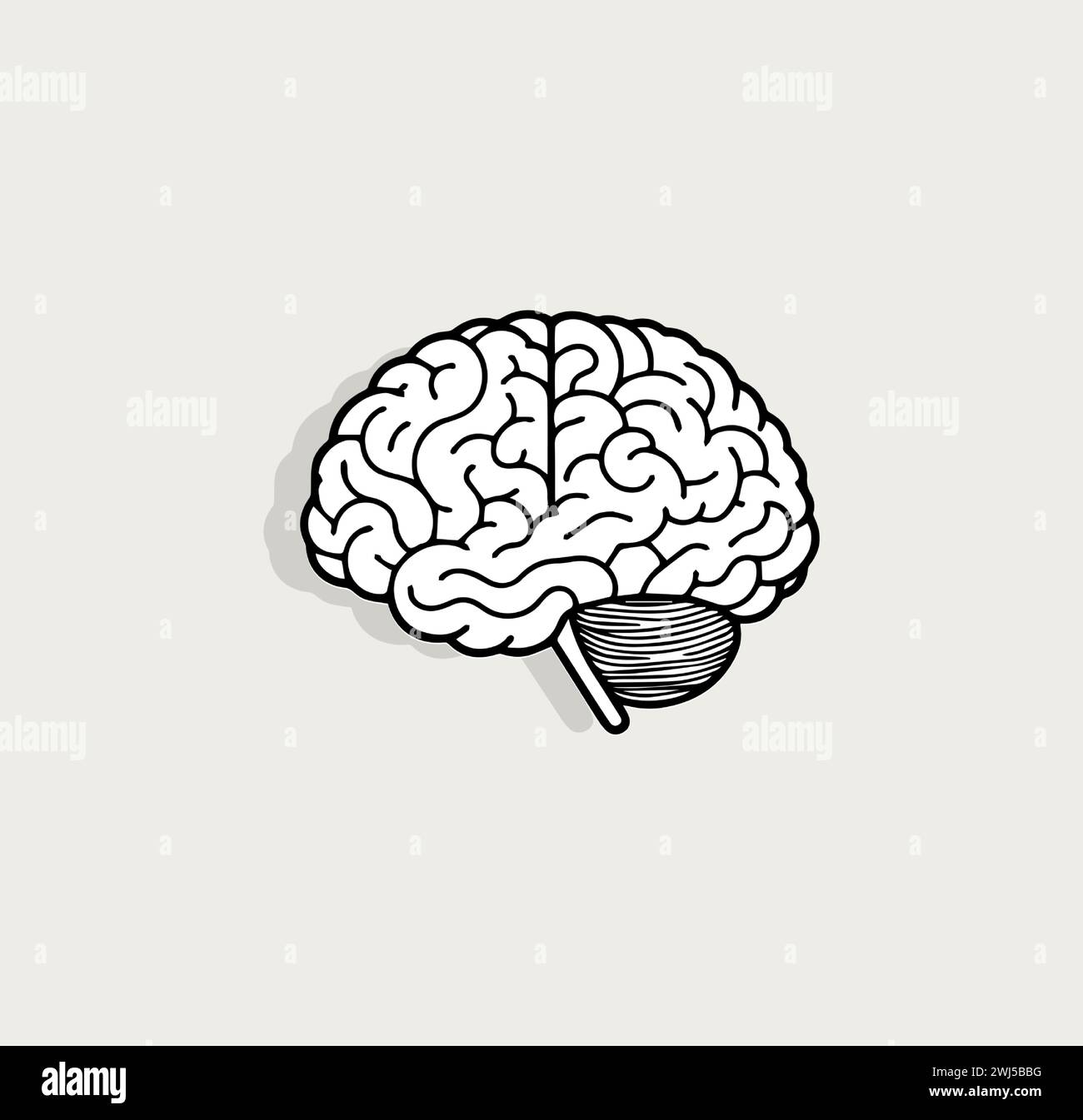 Brain sketch, thought intellect symbol. Mental health awareness, cognitive functions, intelligence assessments icon for educational and psychology Stock Vector