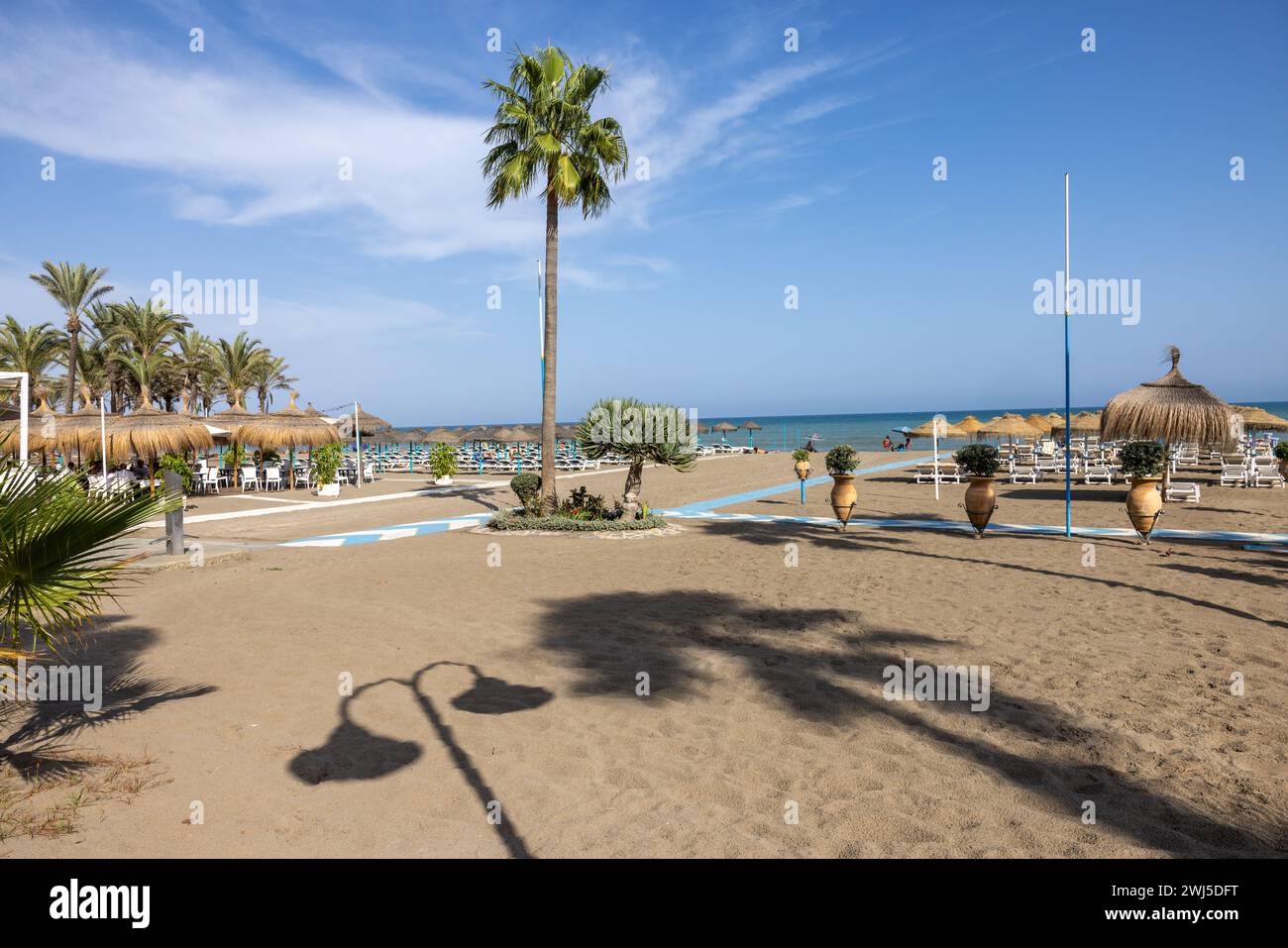 Torremolinos, Spain - September 15, 2023: La Carihuela beach in Torremolinos, Malaga, Costa del Sol, Spain Stock Photo
