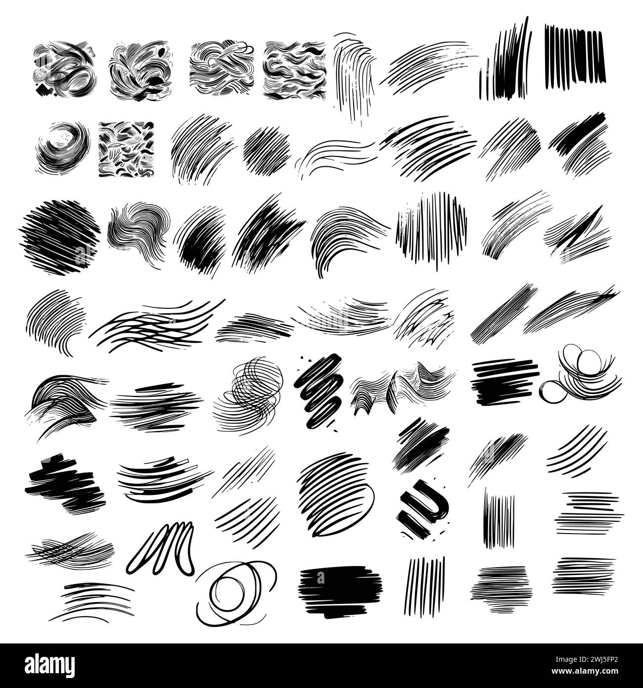Paint brush stroke set, brush stroke abstract shapes, Vector black