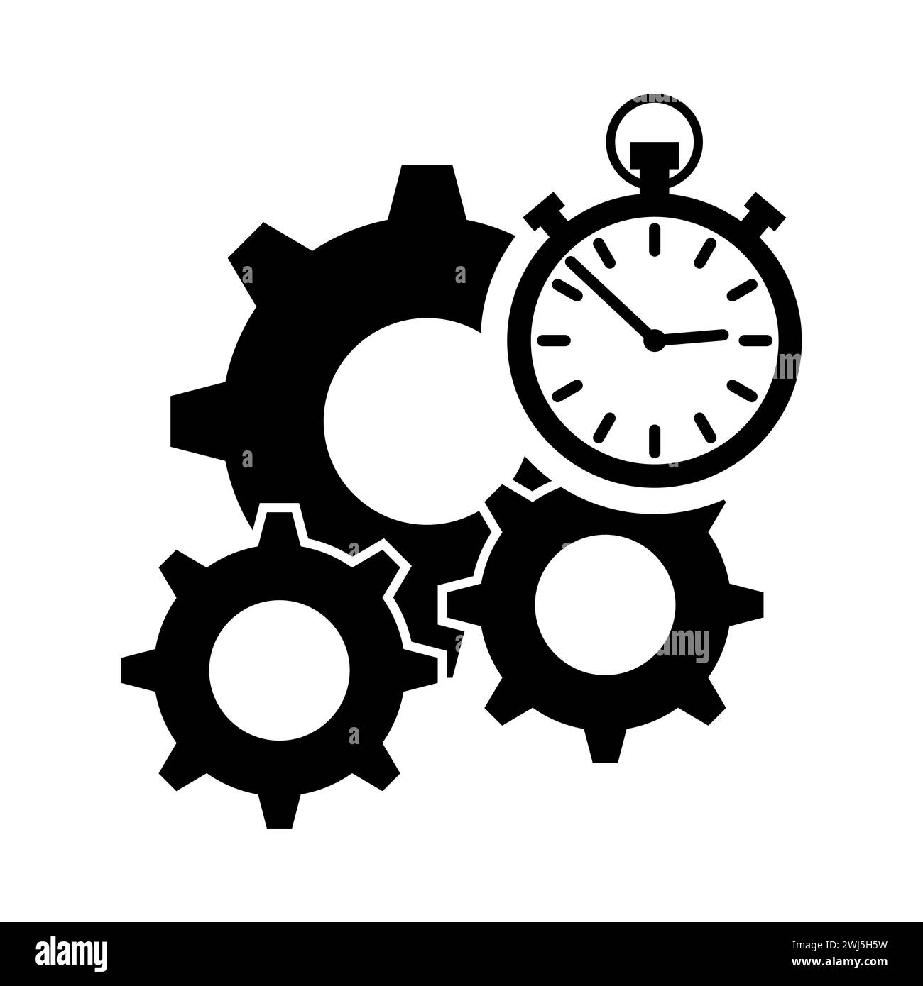 Efficiency icon clock gear symbol sign of the rapid passage vector