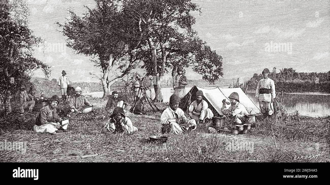 Camp of Algerian riflemen. Tonkin, French Indochina. Vietnam, Asia ...