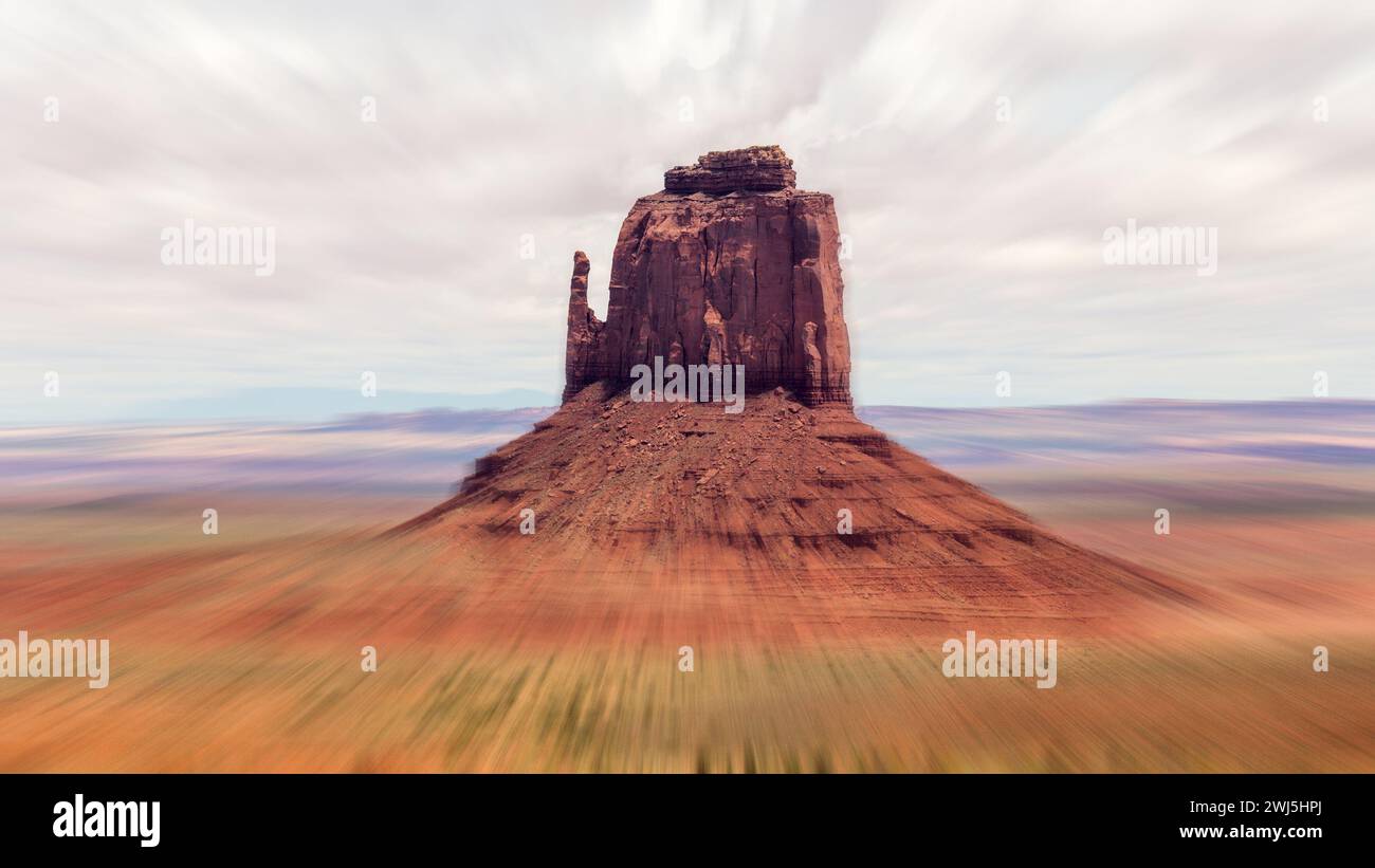 Monument Valley, popular turistic place in Utah, USA With motion blur effect Stock Photo