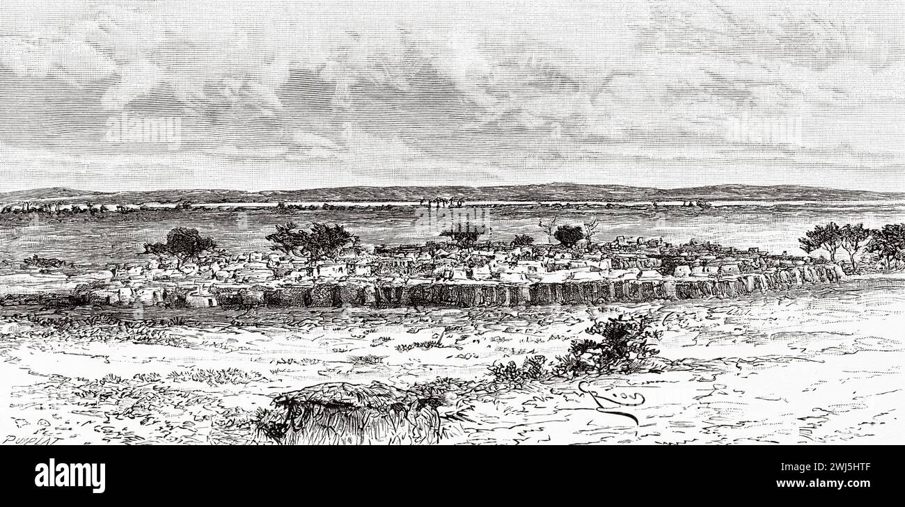 Siguiri town in Siguiri prefecture, Kankan region, Guinea. Africa. Two campaigns in French Sudan, 1886-1888 by Joseph Simon Gallieni (1849 - 1916) Le Tour du Monde 1890 Stock Photo