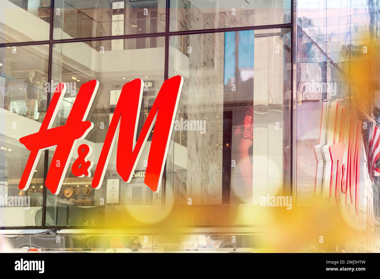 NEW YORK CIRCA MARCH 2016 Times Square H M store at night. H M Hennes Mauritz AB is a Swedish multinational retail clothing company known for Stock Photo Alamy