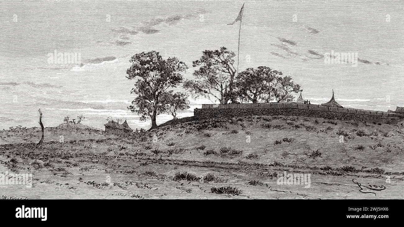 Galliéni Fort, Siguiri, Guinea. Africa. Two campaigns in French Sudan, 1886-1888 by Joseph Simon Gallieni (1849 - 1916) Le Tour du Monde 1890 Stock Photo