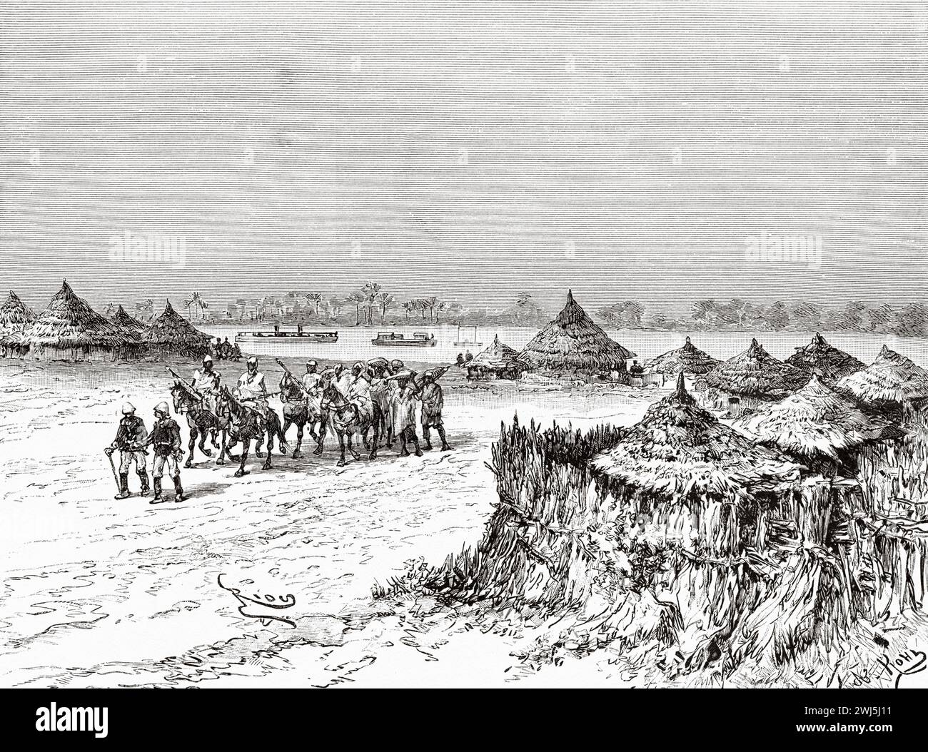 On the way to Bandiagara, Guinea. Africa. Two campaigns in French Sudan, 1886-1888 by Joseph Simon Gallieni (1849 - 1916) Le Tour du Monde 1890 Stock Photo