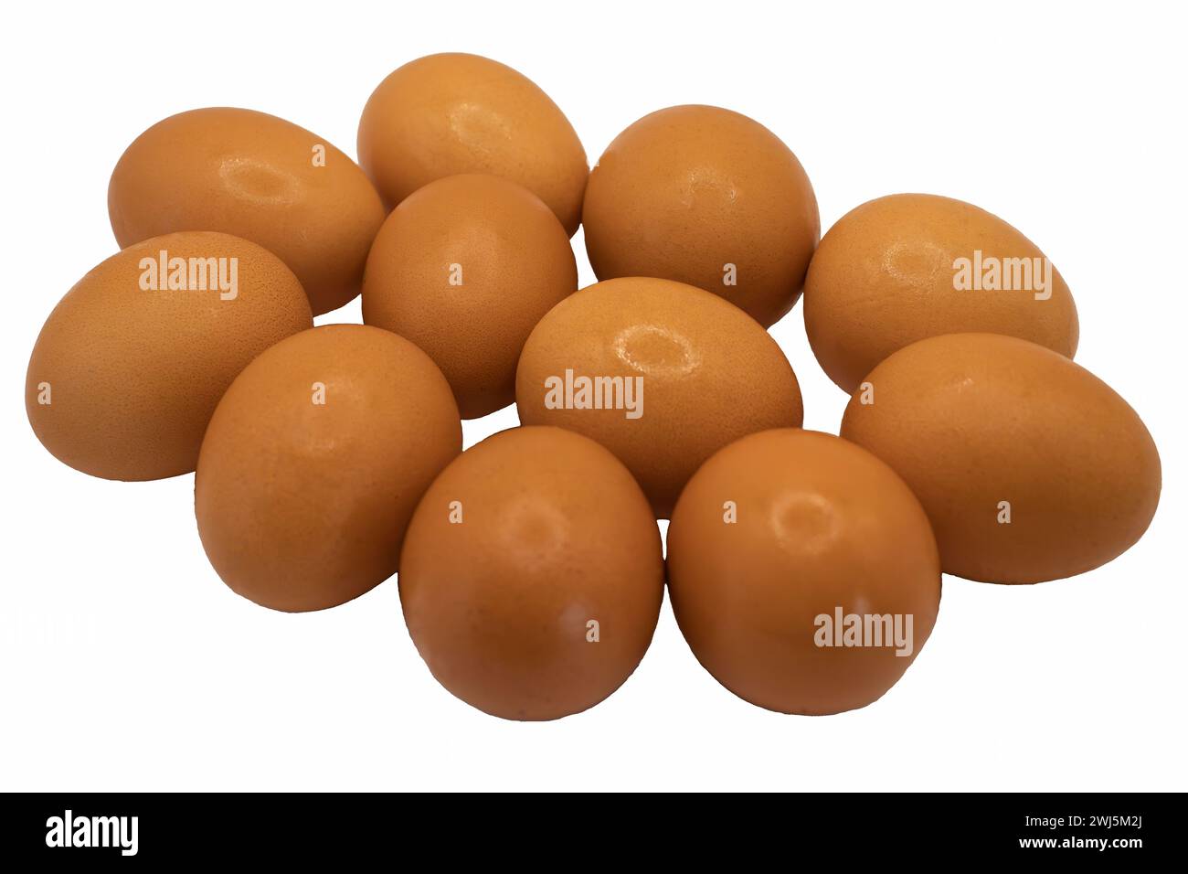 Fresh eggs, on a white background, ready for coloring around Easter Stock Photo