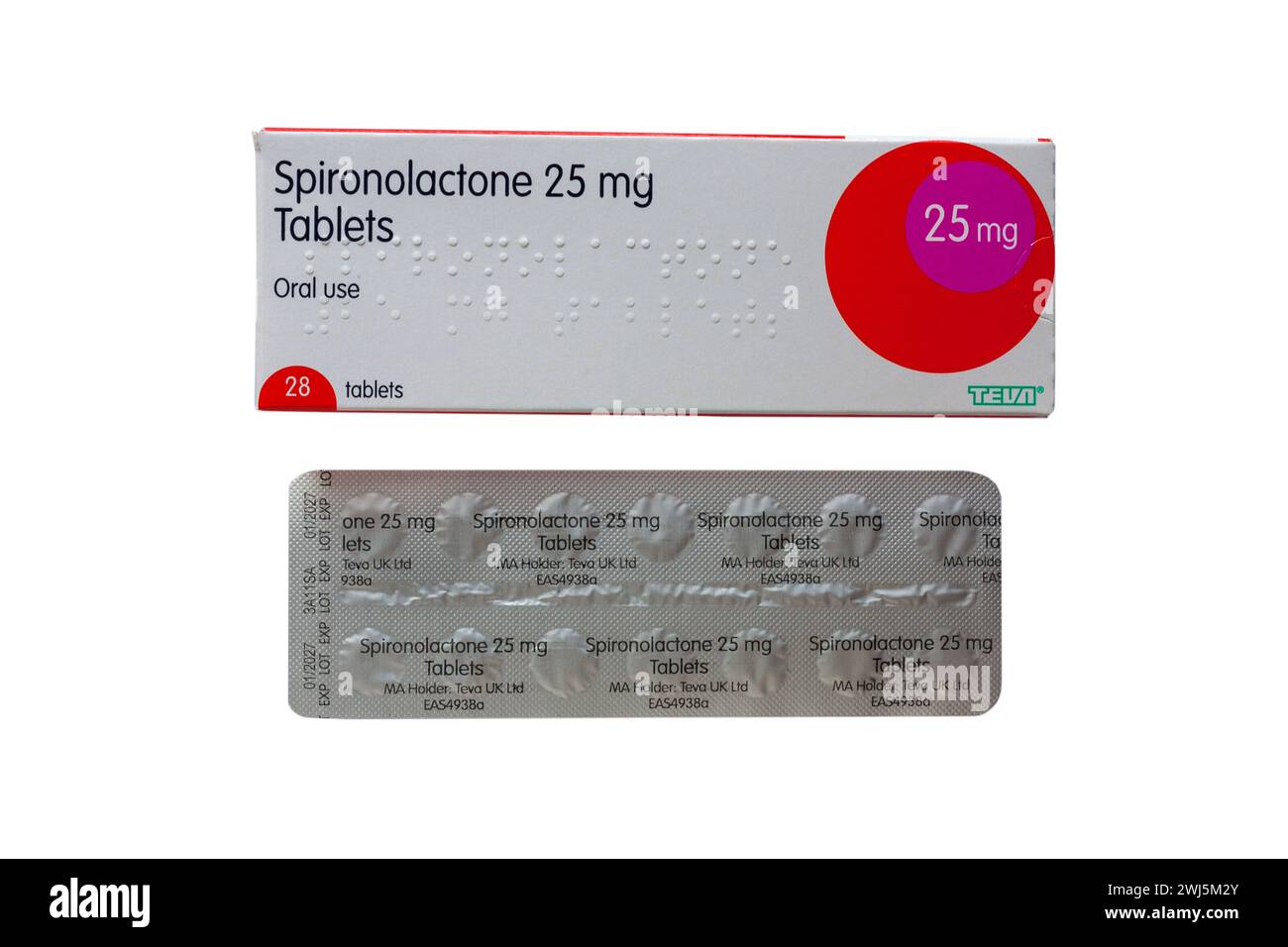 Packet of Spironolactone tablets pack of 28 tablets 25 mg with blister ...