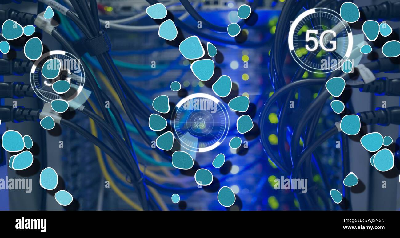 Image of medical data processing over server room Stock Photo