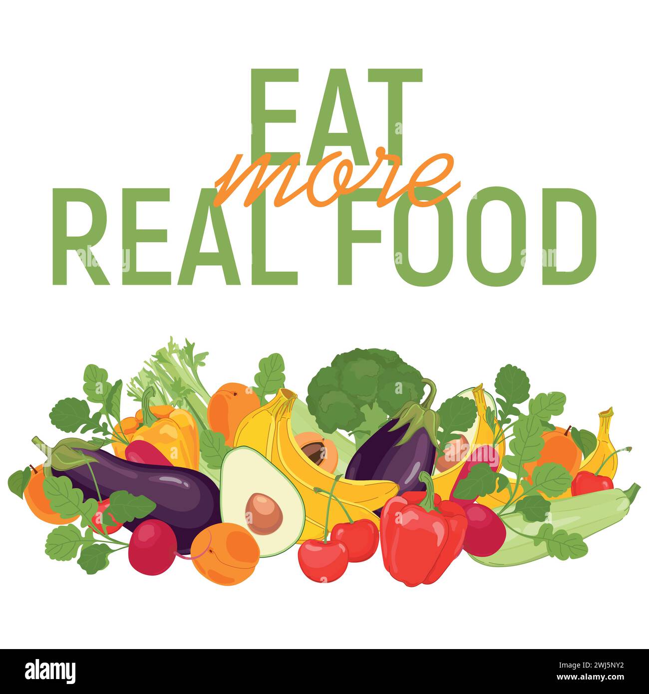 Poster encouraging people to eat more natural fruits and vegetables ...