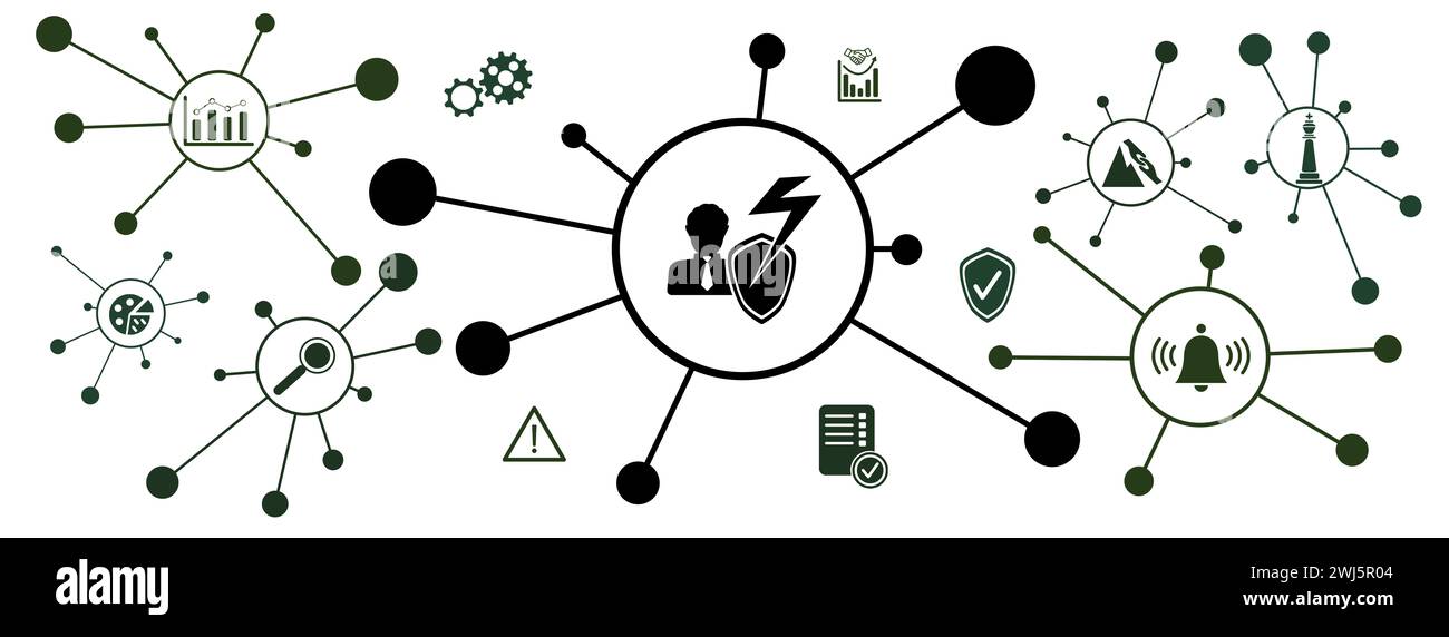 Concept of crisis management with connected icons Stock Photo - Alamy