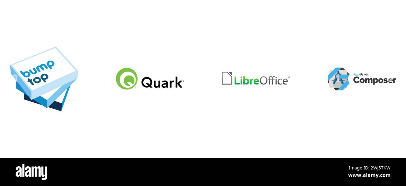 BUMP TOP, QUARK, LIBREOFFICE, APPGYVER COMPOSER. vector icons on ...