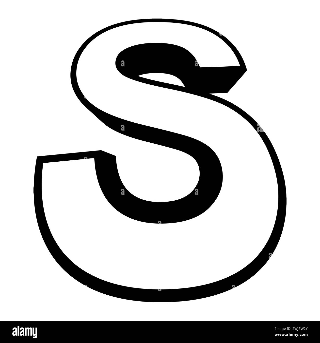 Logo letter s, tall slender font letter s perspective height Stock Vector