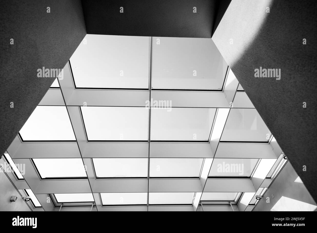 Abstract skylight. Modern architecture in black and white Stock Photo ...