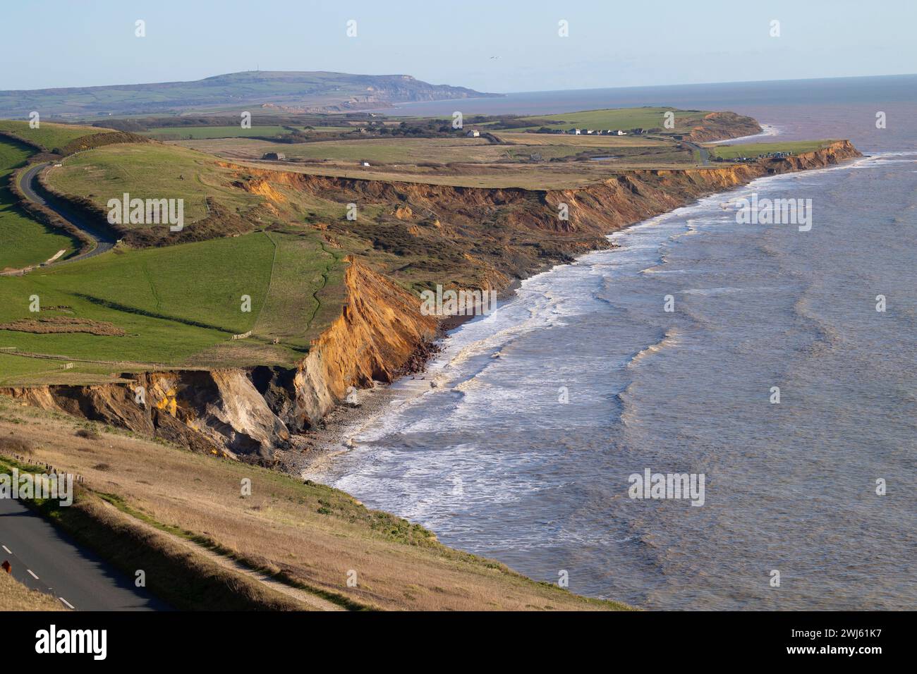 Coastal,erosion,road,cliff,chalk,scenic,drive,best,view,Southern Vectis