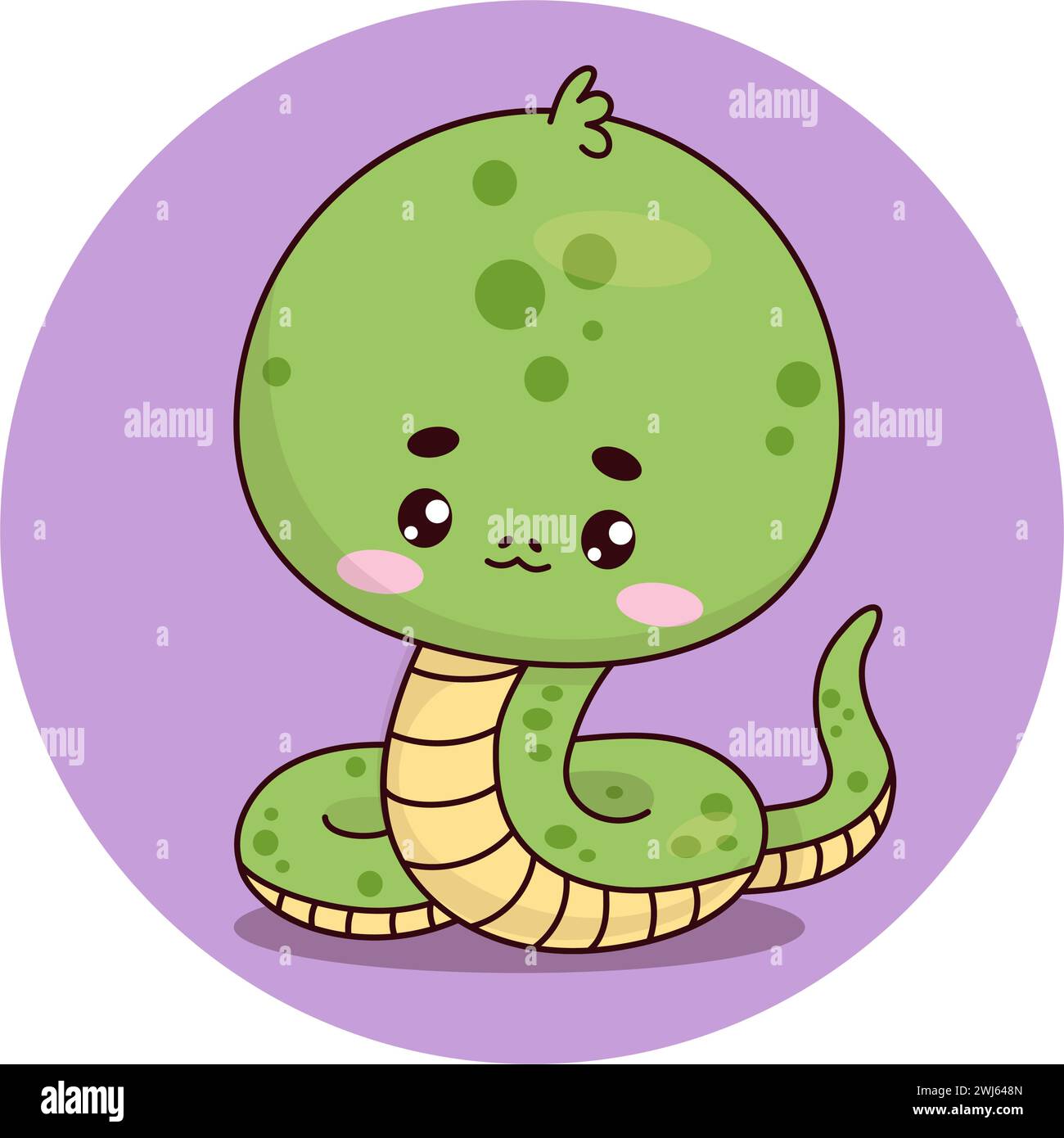 Cute cartoon snake. Funny reptile kawaii character. Vector illustration. Kids collection Stock Vector