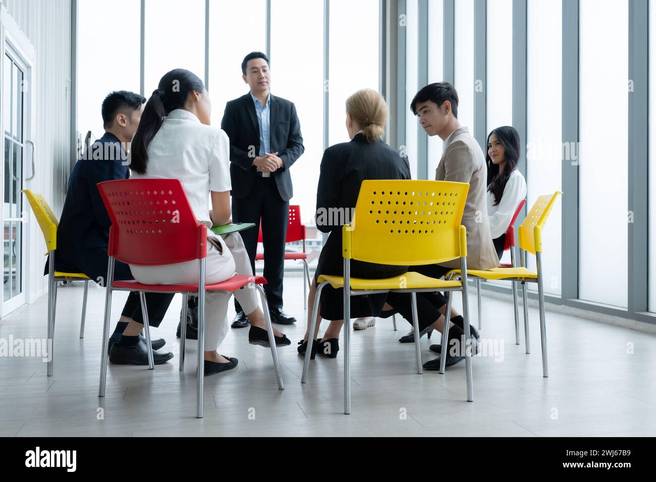 Group of business people meeting in conference room. Business and education concept. Stock Photo
