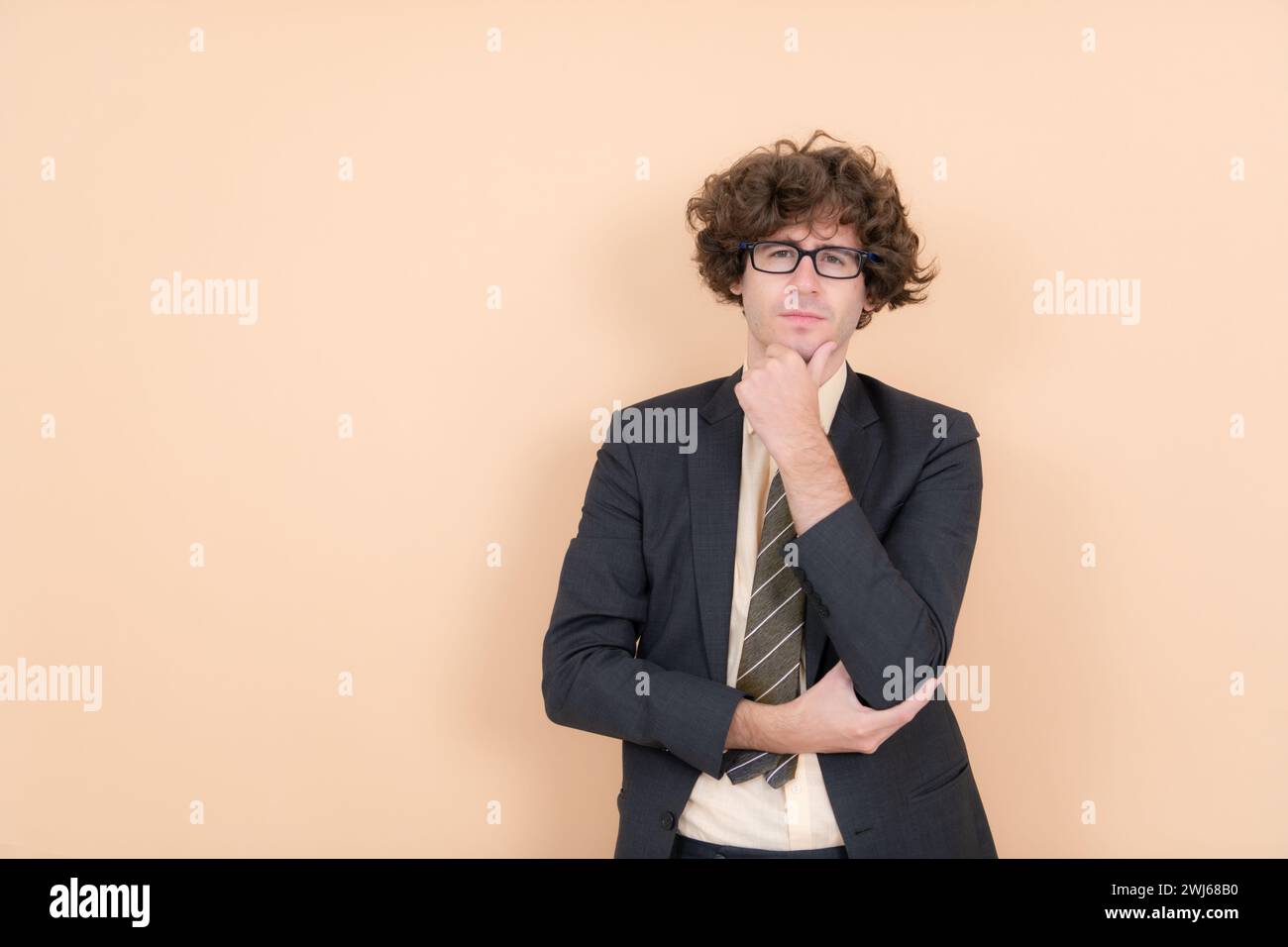 Professional man curly hair hi-res stock photography and images - Alamy