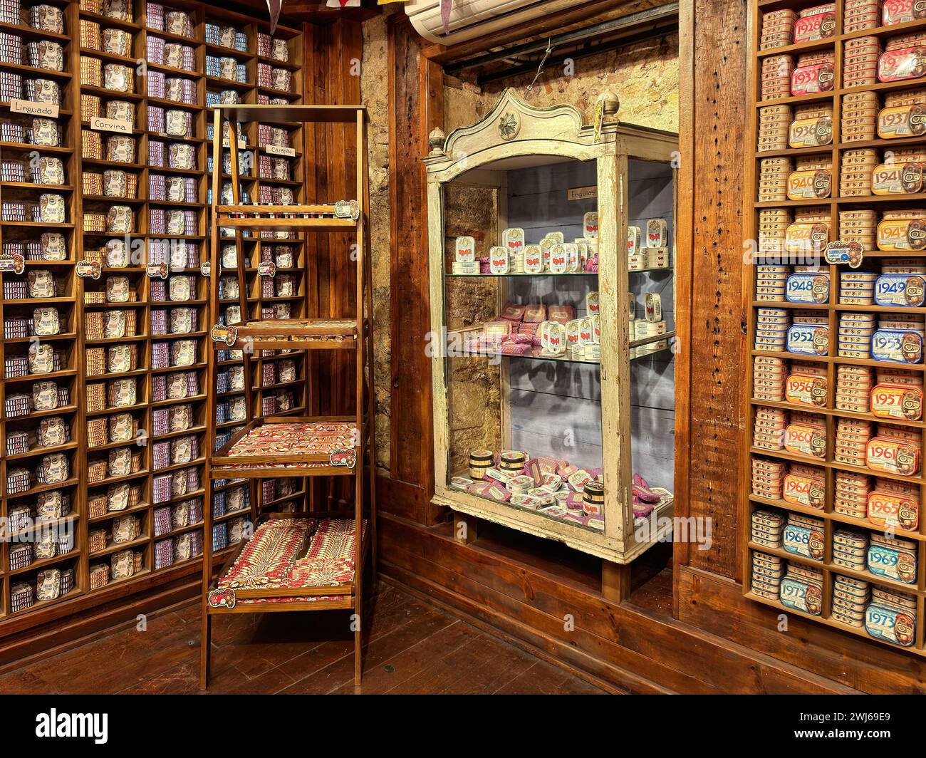 Specialized store selling sardine cans, Lisbon, Portugal Stock Photo