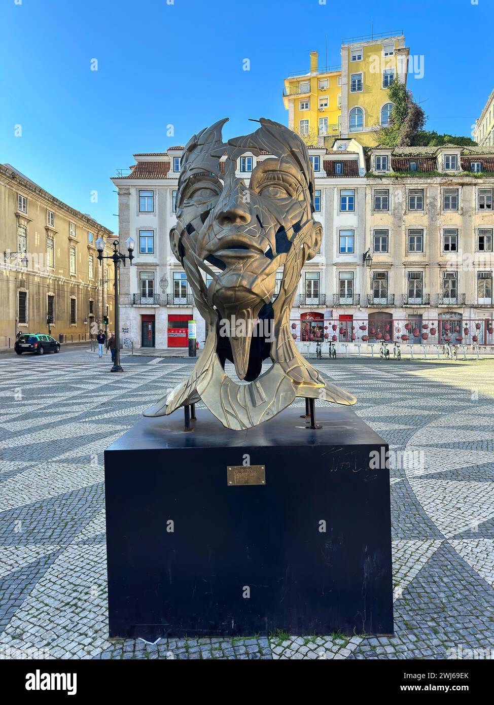 Sculpture 'Pareidolie' by Alexandre Hopare Monteiro in Municipal Square, Lisbon, Portugal Stock Photo