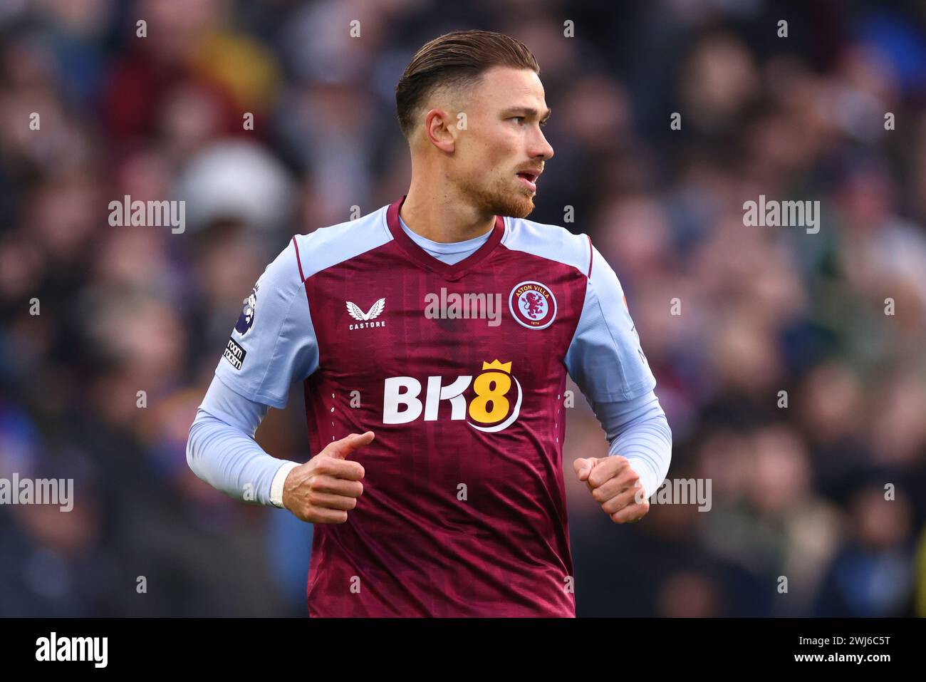 Matty Cash of Aston Villa during the Premier League match between Aston Villa and Manchester United Stock Photo