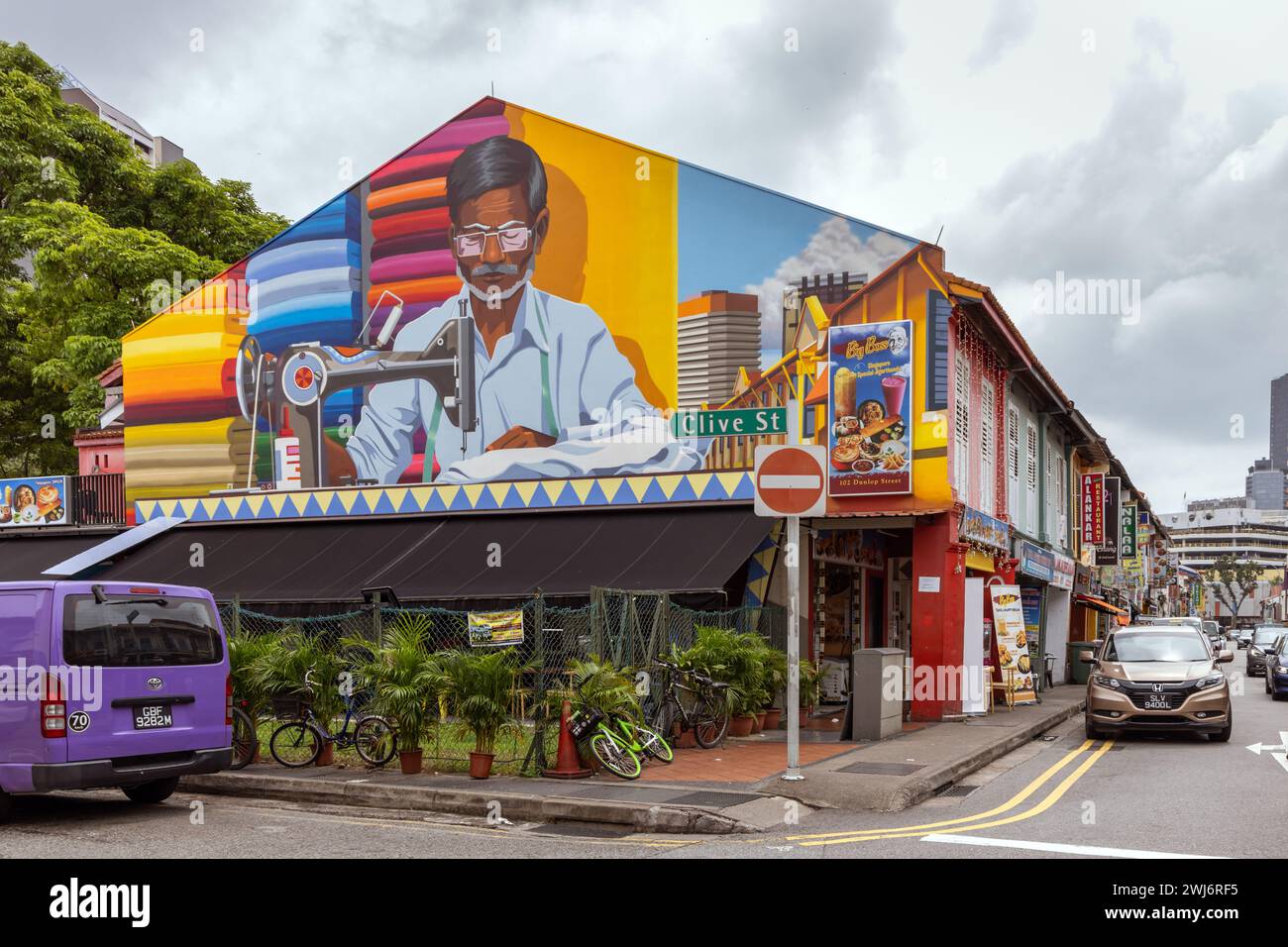 Clive Street in Little India district, Singapore Stock Photo