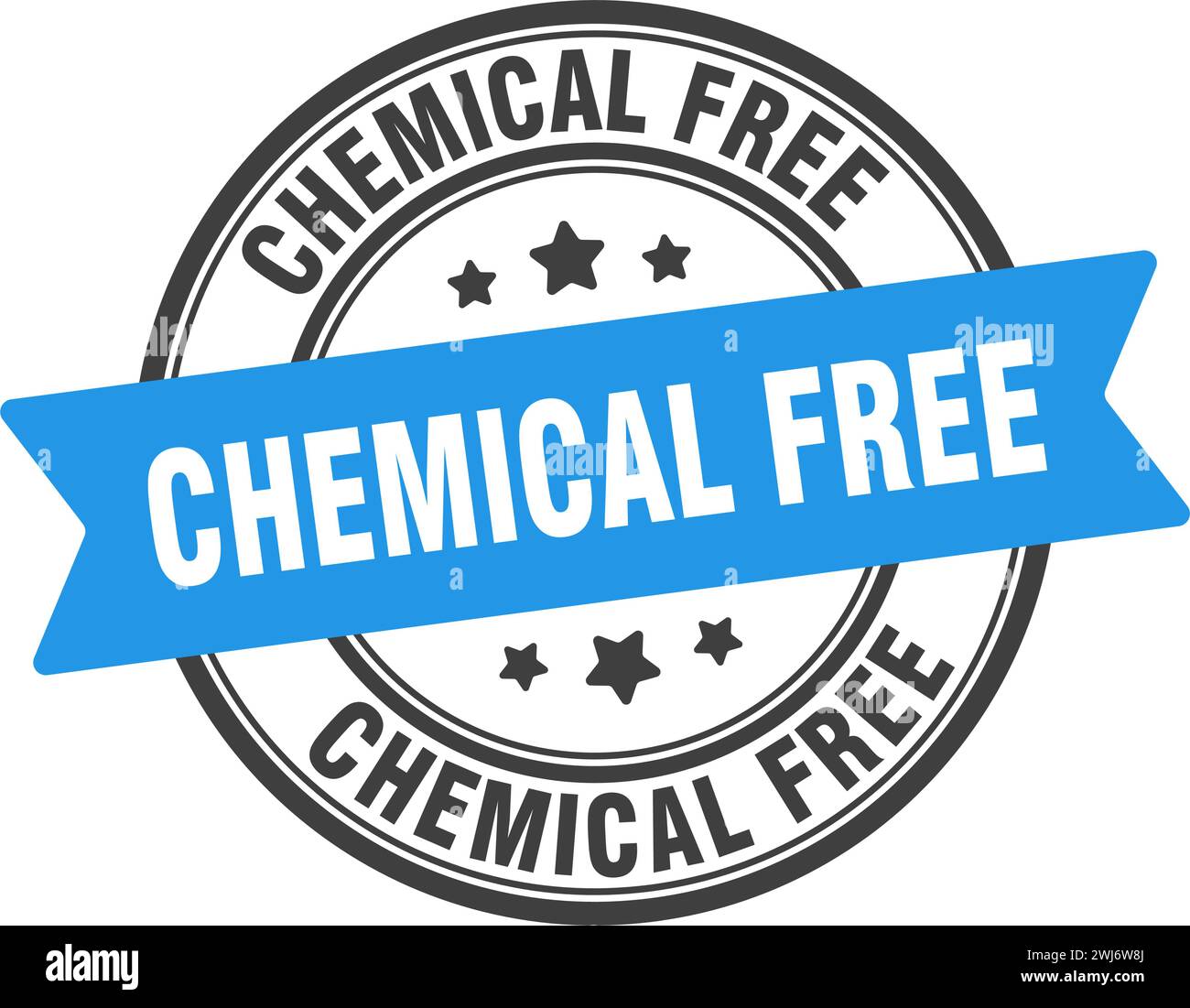 chemical free stamp. chemical free round sign. label on transparent