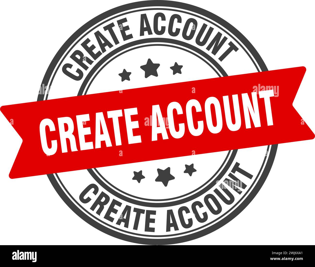 create account stamp. create account round sign. label on transparent ...
