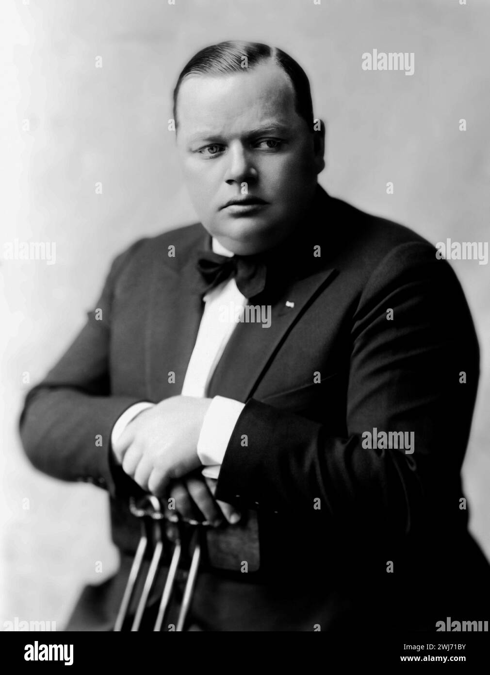 Roscoe 'Fatty' Arbuckle portrait, silent film era, c 1920s Stock Photo