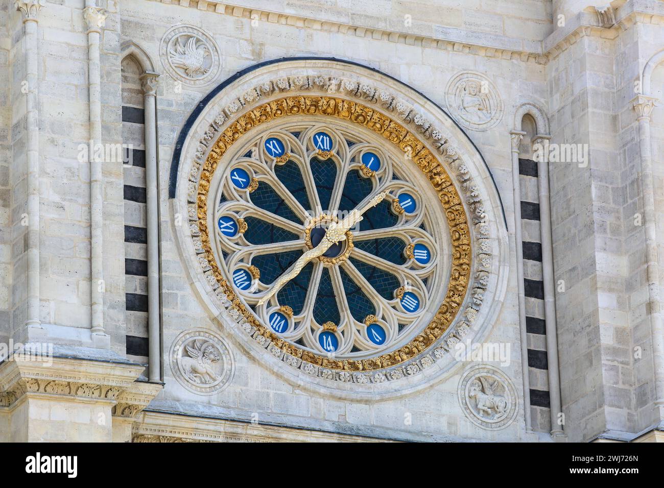 SaintDenis, France. Feb 13, 2024 Today, the new spire of NotreDame de Paris is visible in the