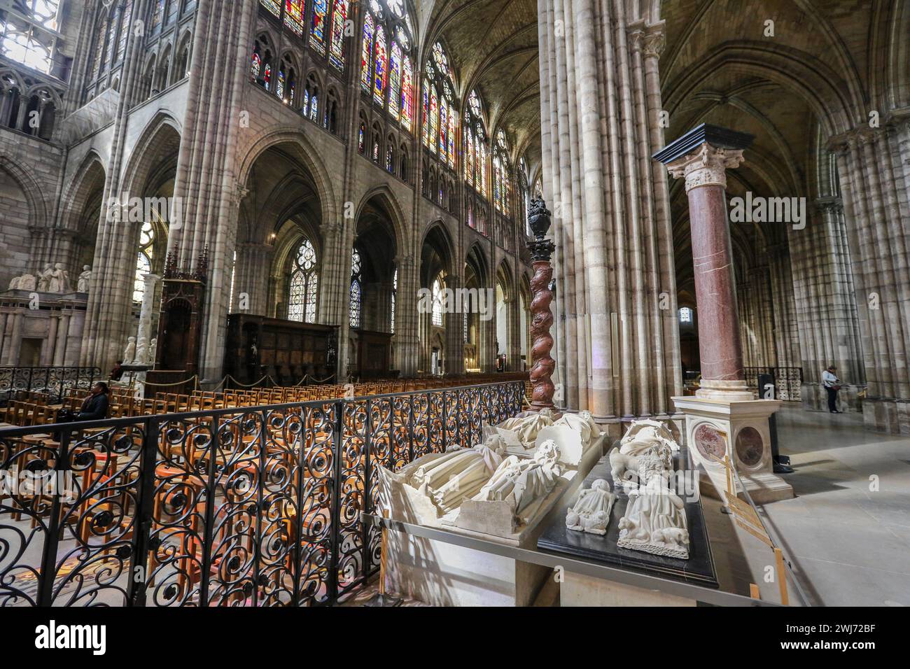 SaintDenis, France. Feb 13, 2024 Today, the new spire of NotreDame de Paris is visible in the