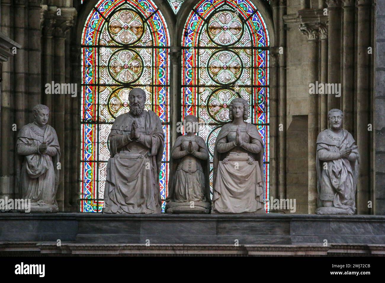 SaintDenis, France. Feb 13, 2024 Today, the new spire of NotreDame de Paris is visible in the