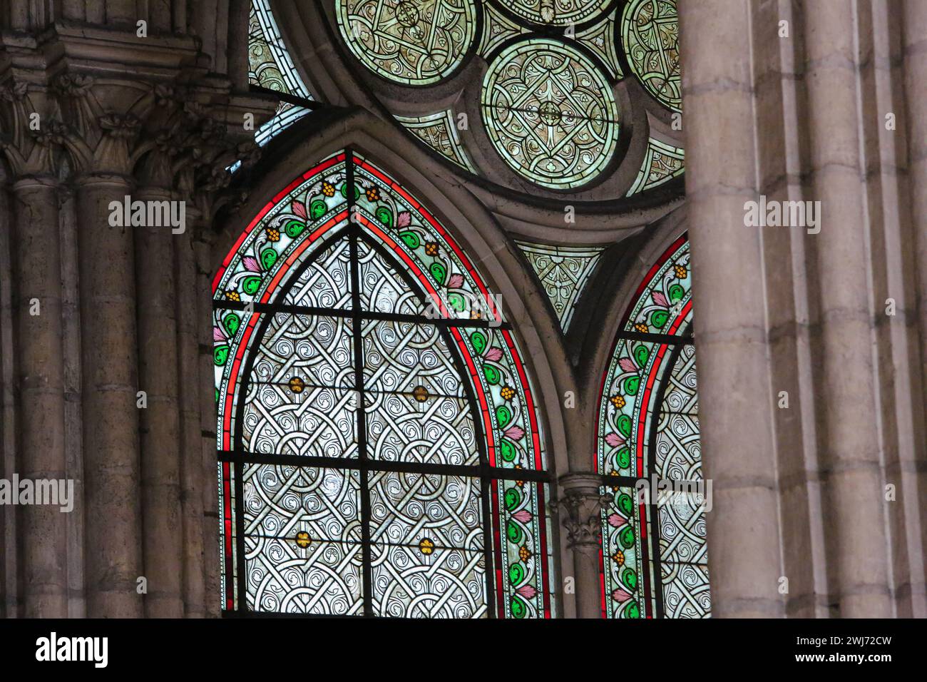 SaintDenis, France. Feb 13, 2024 Today, the new spire of NotreDame de Paris is visible in the