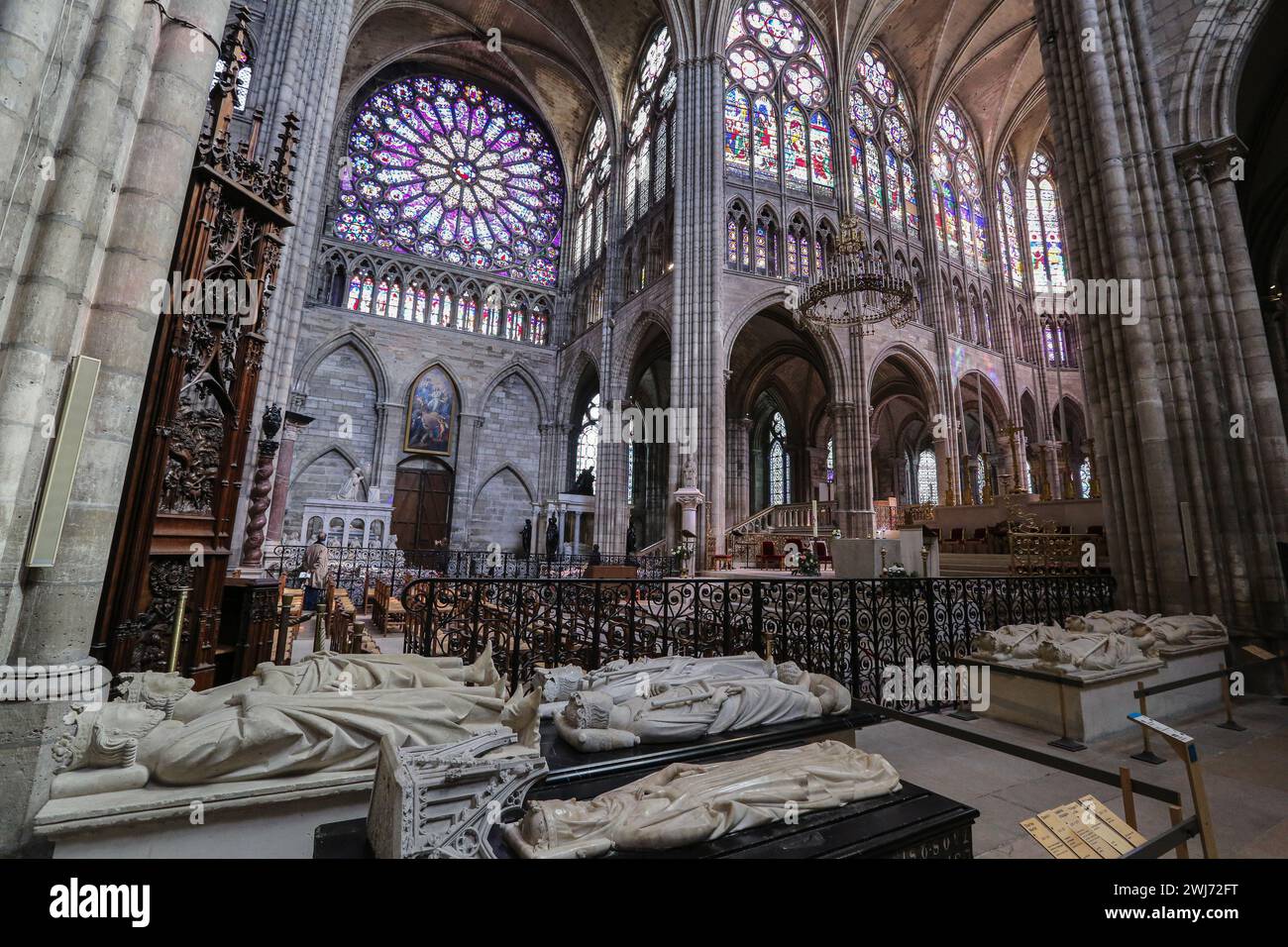 SaintDenis, France. Feb 13, 2024 Today, the new spire of NotreDame de Paris is visible in the