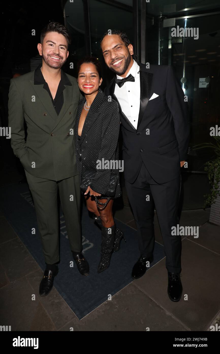 Iwan Carrington, Dilly Carter, Robert Bent attend TV Choice Awards at London Hilton Hotel. NO TV