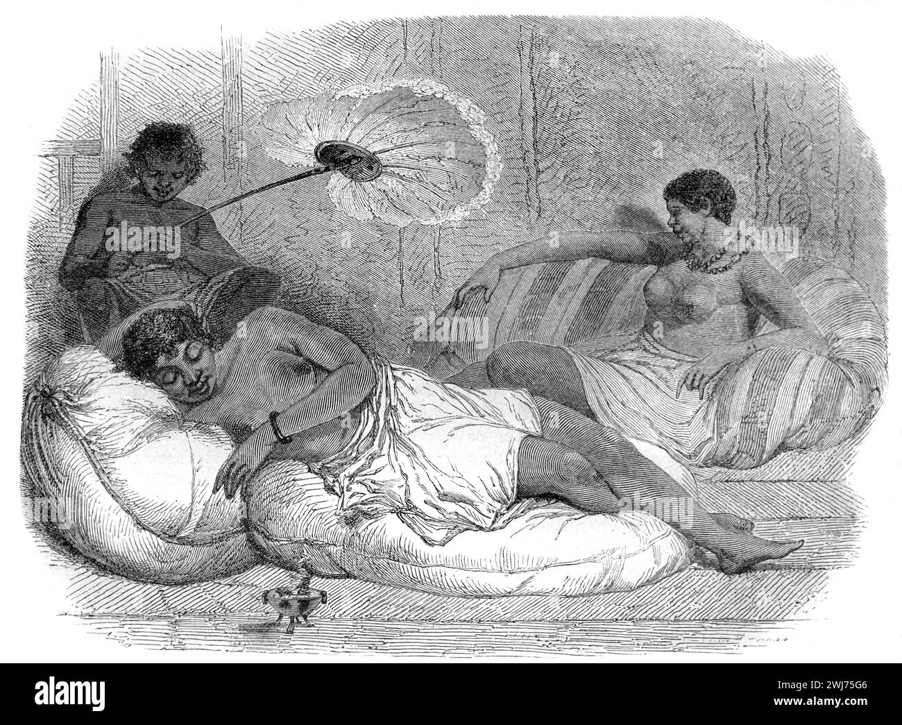 Women of the King's Harem in the Kingdom of Dahomey, now Benin, West Africa. Vintage or Historic Engraving or Illustration 1863 Stock Photo