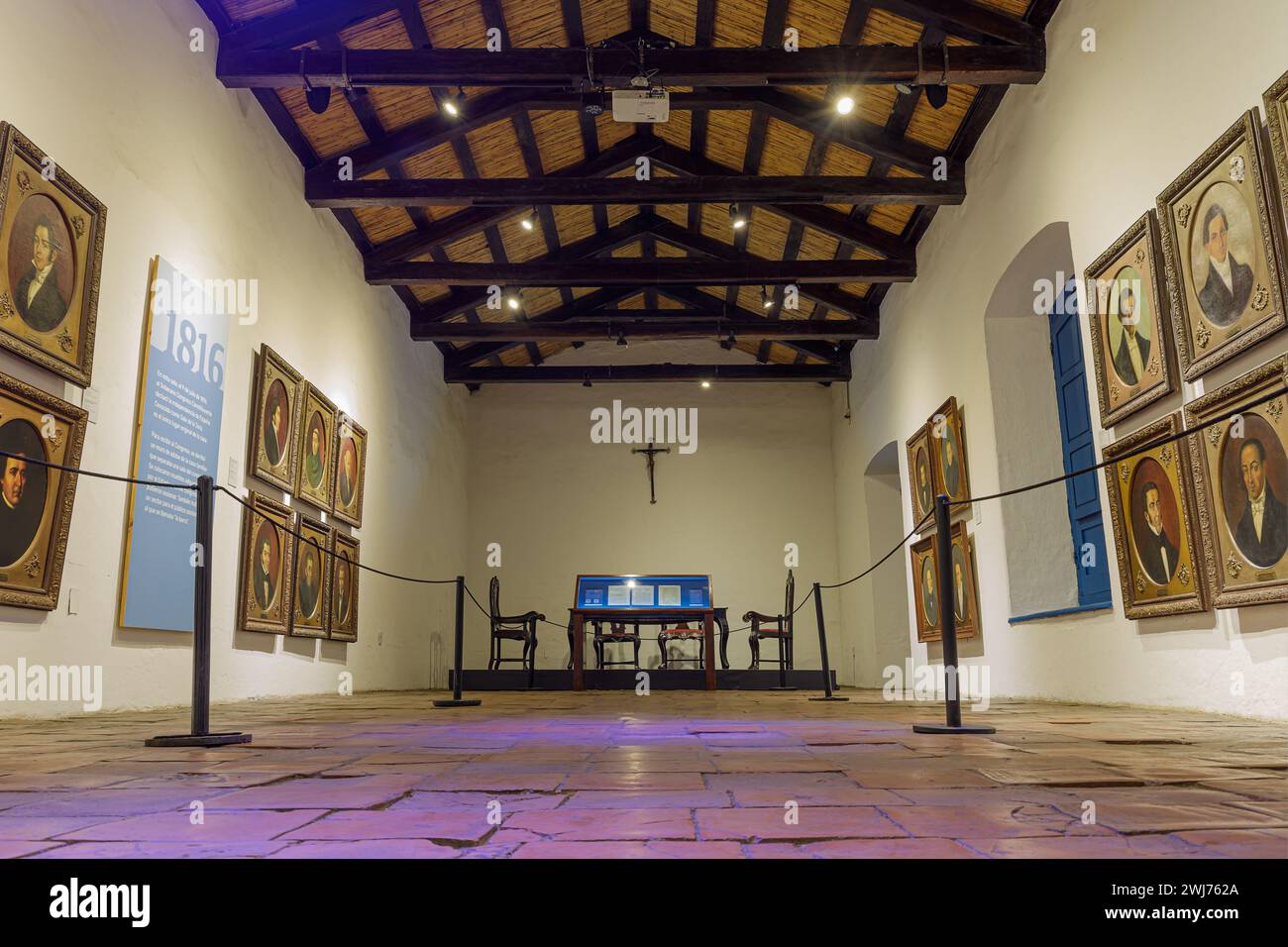 San Miguel de Tucuman, Argentina - January 19th, 2024: Room where the independence of Argentina was declared in the historic house of Tucuman. Stock Photo