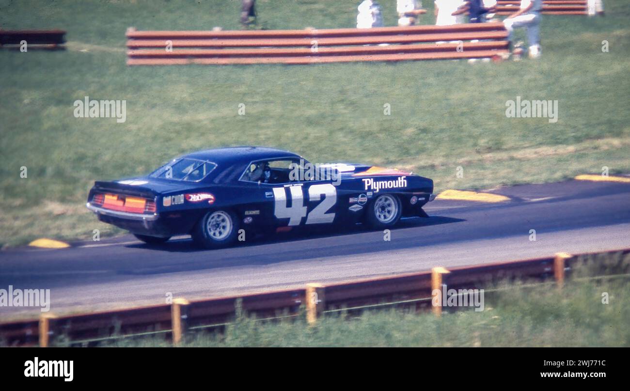 Swede Savage in a All American Racers Plymouth Barracuda III at the 1970 Mid-Ohio Trans-Am, started 5th, DNF Stock Photo