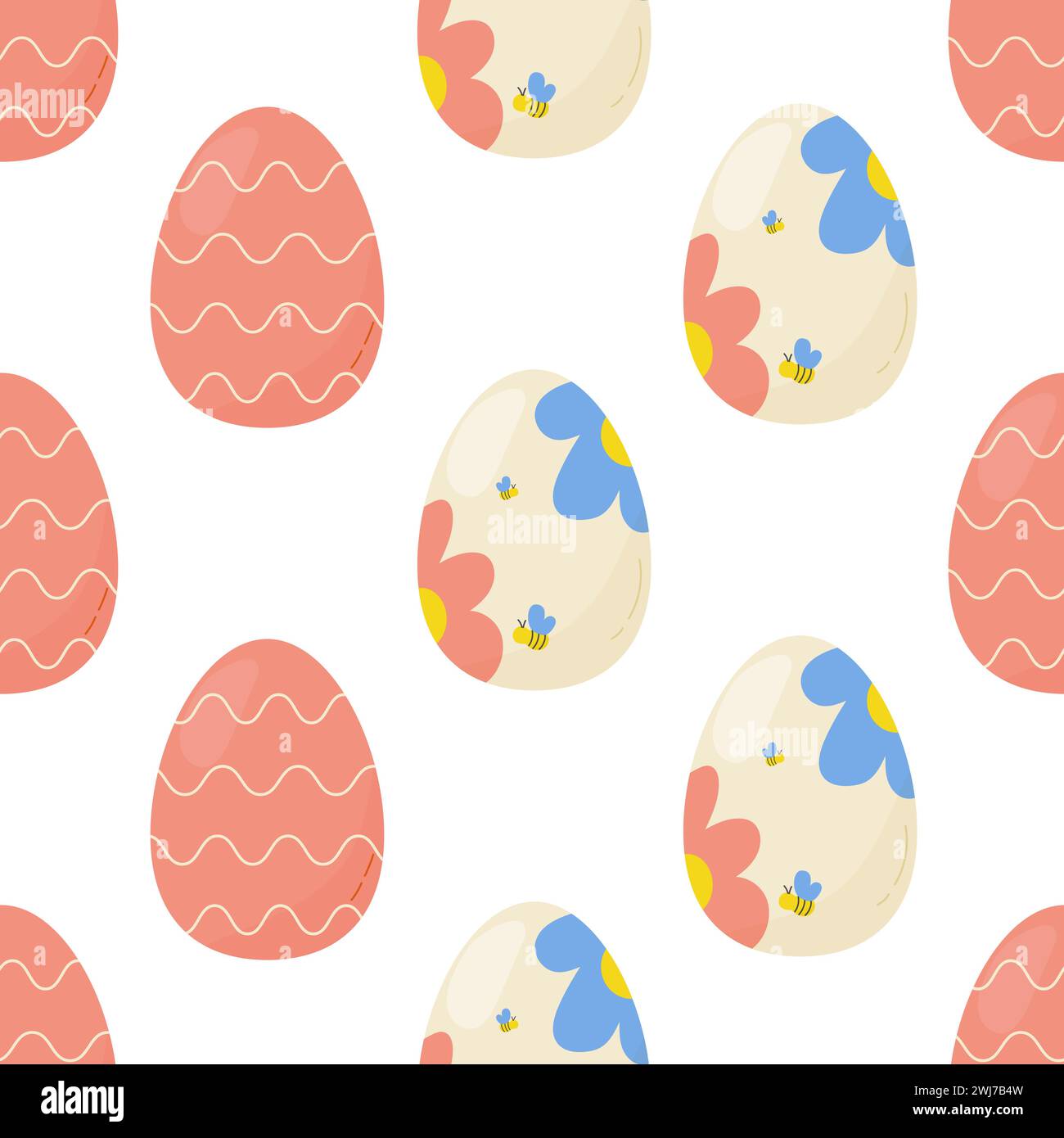 Seamless pattern easter eggs with flowers. Vector  For your design, wrapping paper, fabric. Stock Vector